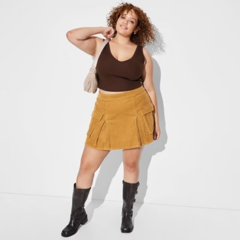 Womens Wild Fable Stylish Tan Corduroy Skirt, Size Xl, NWT!!